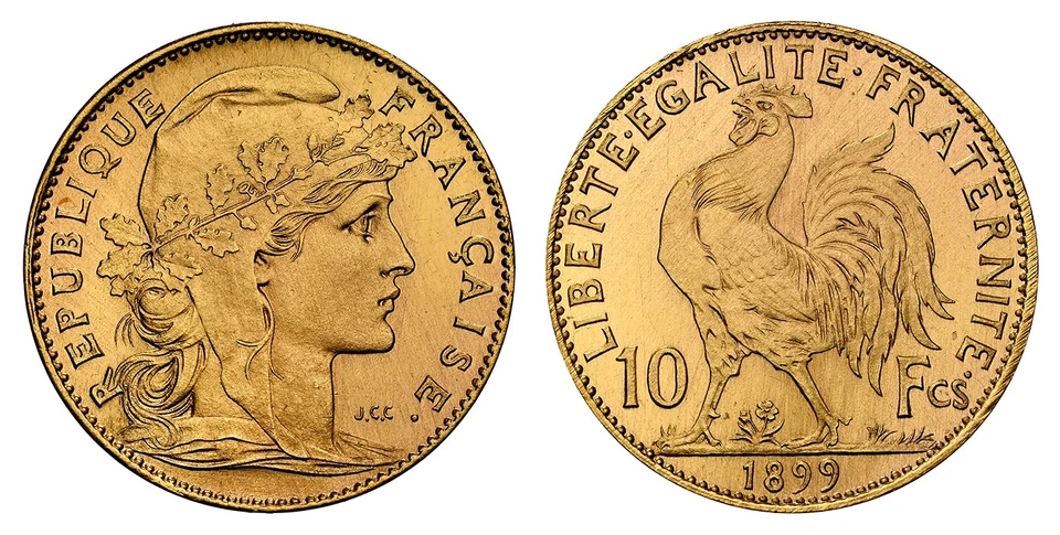 FRANCIA. Tercera Rep 1899 AV Piefort Essai 10 Francos NGC PR65. Mazard 2117; Fr.-597 Foto 1 de 1