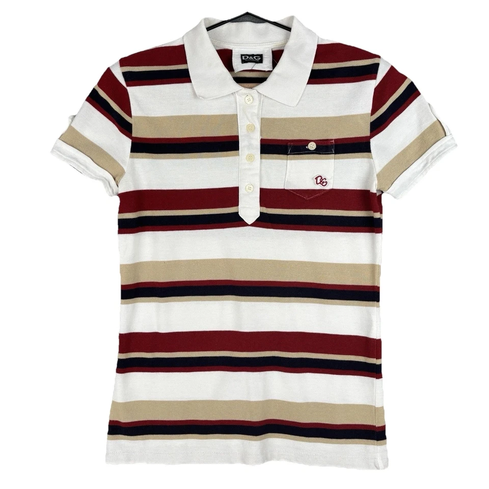 Camisa Polo Dolce & Gabbana Mujer Grande Diseñador Vintage Blanca Manga Corta Y2K Foto 1 de 4