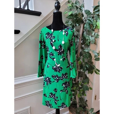 Vestido Tommy Hilfiger Mujer Pequeño Verde Estampado Floral Manga Larga Informal  Foto 1 de 4