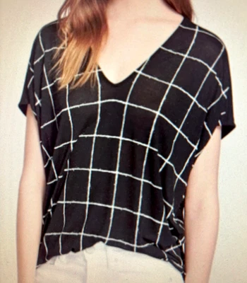 Camisa Top Vince Mujer Ventana Talla XS S M Cuello en V Corta Negra Blanca Foto 1 de 4