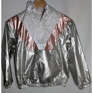 Zara Girls Metallic Hooded 1/4 Zip Windbreaker Raincoat Anorak Jacket SZ 10 - Picture 1 of 5