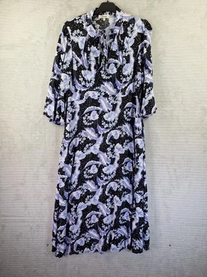 Vestido Somerset By Alice Temperley Talla UK 12 Dahila Midi Negro y Azul Bolsillos  Foto 1 de 4