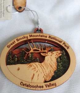 Great Smoky Mountains National Park 2023 Ornament Cataloochee Valley Elk Wooden - Picture 1 of 14