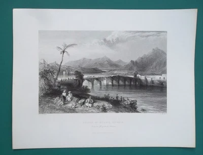 Puente romano TUKEY sobre el río Misis Ceyhan - impresión antigua de 1838 de Bartlett Foto 1 de 2