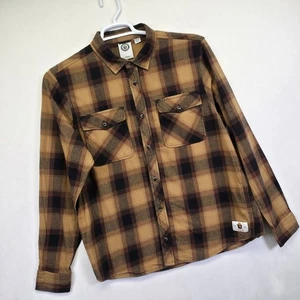 Element Shirt Mens L Brown Tan Plaid Flannel Smokey Bear Outdoor Cabincore Rusty - Picture 1 of 17