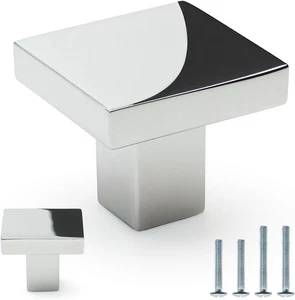 10 Pack Polished Chrome Square Cabinet Knobs 1-3/16 10 Pack,  - Picture 1 of 6