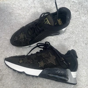 Ash Air Platform Star Glitter Mesh Trainers Slip On Black White Size UK 6 EU 39 - Picture 1 of 9