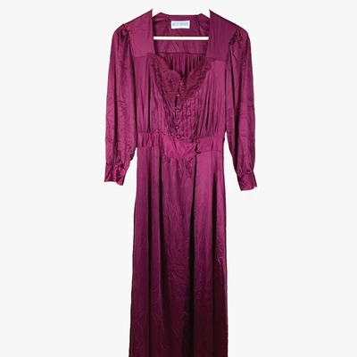 Camisón De Colección LILY OF FRANCE Rosa Puieo-szule Pequeño Borgoña Encaje Manga Larga Foto 1 de 4