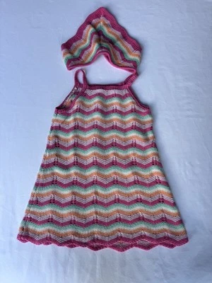 ZARA девочек ясельного возраста крючком платье с головой бандана розовый сарафан размер 2-3 лет - Изображение 1 из 4