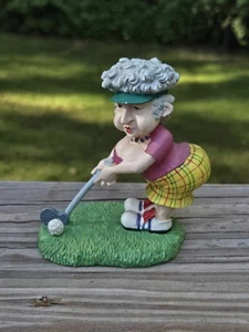 Golfer Grandma Figurine | 6.5” Ceramic Lady Golfer Statue | Sports Grandma Gift - Picture 1 of 8