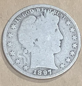 1897 Barber Half Dollar 90% Silver. - Picture 1 of 2