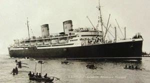Foto panorámica vintage Matson Lines SS Malolo Ocean Liner Honolulu Hawaii años 30 - Imagen 1 de 6