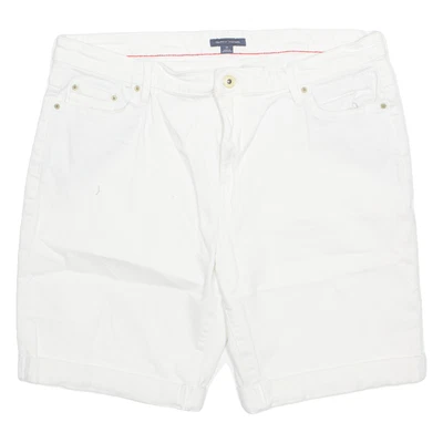 TOMMY HILFIGER Turn Up Womens Denim Shorts White L W34 - Image 1 of 4