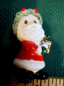 Vintage Napcoware Bone China miniatura 2" bacio figure Babbo Natale con regali, solo Babbo Natale - Foto 1 di 7