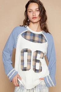 Camiseta para mujer POL a cuadros número 06 manga raglán - Imagen 1 de 3