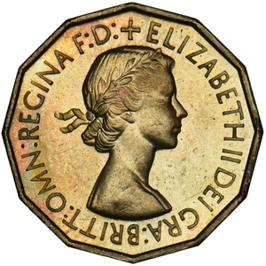 1953 PP Messing Threepence - Elizabeth II British Coin - Superb - Bild 1 von 2