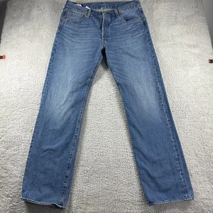 Jeans Levi's 501 para hombre 36x34 (se adapta a 34x32) lavado medio azul desvanecimiento botón mosca - Imagen 1 de 10