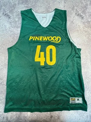Camiseta deportiva reversible vintage de baloncesto Eastbay Pinewood verde blanca malla sin mangas M Foto 1 de 4