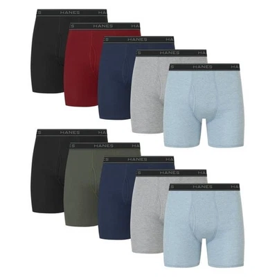 Calzoncillos boxer Hanes para hombre súper valor 10 piezas ropa interior colores surtidos M transpirables Foto 1 de 4
