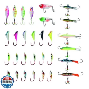 BASSDASH Ice Fishing Lure Kit Glowing Paint Jigs for Winter Ice J - Picture 1 of 5