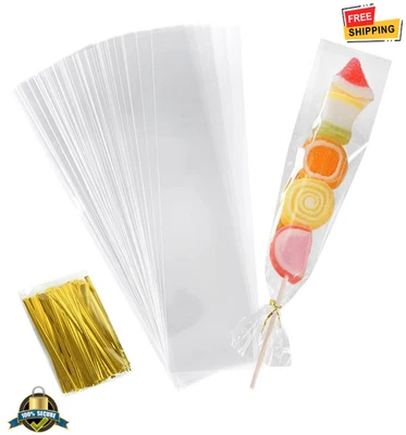 100 bolsas transparentes para golosinas de caramelo galleta de celofán piruleta embalaje de regalo Foto 1 de 4