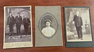(3) Antike Kabinettkarte CDV Foto Porträts Männer & Frau/6" Höhe x 4" Breite [9-5 - Bild 1 von 5