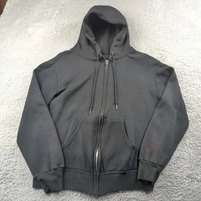 Sudadera con Capucha Vintage VF Corp Hombres M Negra 50/50 Cremallera Hecha en EE. UU. Cordón en Blanco  Foto 1 de 4