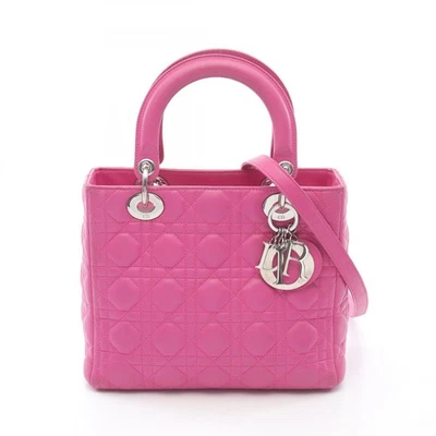 Christian Dior LADY DIOR Cannage Bolso de Hombro Cuero Rosa Usado Mujer Foto 1 de 4