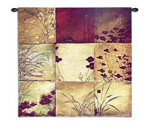 Tapeçaria contemporânea floral 31x31 POPPY pendurada na parede - Imagem 1 de 1