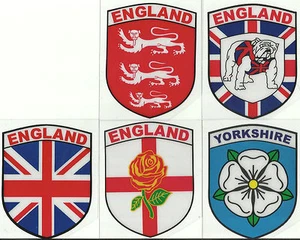 Set of 5 England English Shield Shape Internal Car Window Sticker Decals - Picture 1 of 1