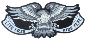 Backpatch écusson Live Free Ride aigle grand patche dorsal dos grande taille  - Picture 1 of 2