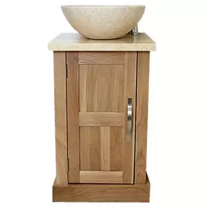 Cloakroom Bathroom Vanity Unit oak Cream Marble Stone Wash stand and Basin 309 - Picture 1 of 7