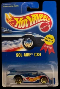 Hot Wheels 1990's Collector #254 Sol-Aire CX4 Gold Medal Speed Blue/White Card - Picture 1 of 3