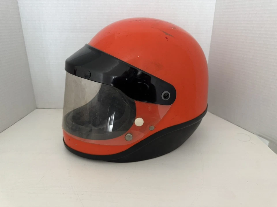 Vintage 1974 Shoei S-20 Motocrcycle Helmet Orange Size Large Scooter Vespa - Image 1 of 4