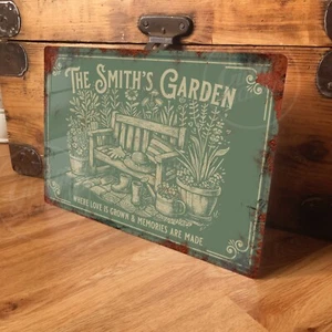 Personalised Garden Sign Vintage Retro Shabby Garden Shed Sign - 2 Sizes - Picture 1 of 7