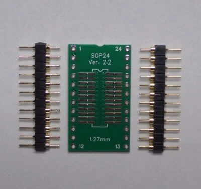 SO24 SOP24 SOIC24 To DIP24 Adapter inc Pins - P 1.27 - DIL 0.6" - 200/300mil - Image 1 of 2