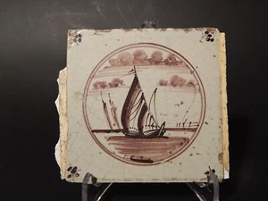ANTIKE KERAMIKFLIESE DELFT UM 1700 MANGAN DEKOR (475) - Bild 1 von 4