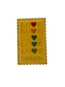 Vintage JGA 20 Cent LOVE Stamp Pin w/ Colored Hearts Postal Pinback USPS - Picture 1 of 3