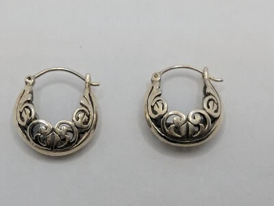 Silpada Sterling Silver 925 Filigree Open Hoop Huggie Earrings - retired - Image 1 of 4