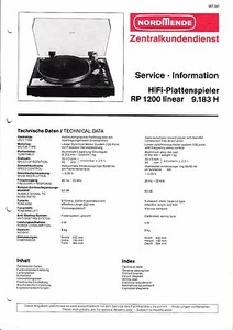 Manuale di servizio per Nordmende RP 1200 - Foto 1 di 1