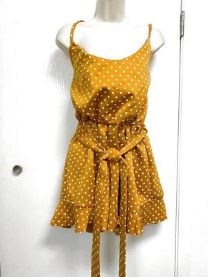 Boohoo Play Macacão Curto Tamanho 18 Mostarda Ouro Creme Bolinhas NOVO - Imagem 1 de 3