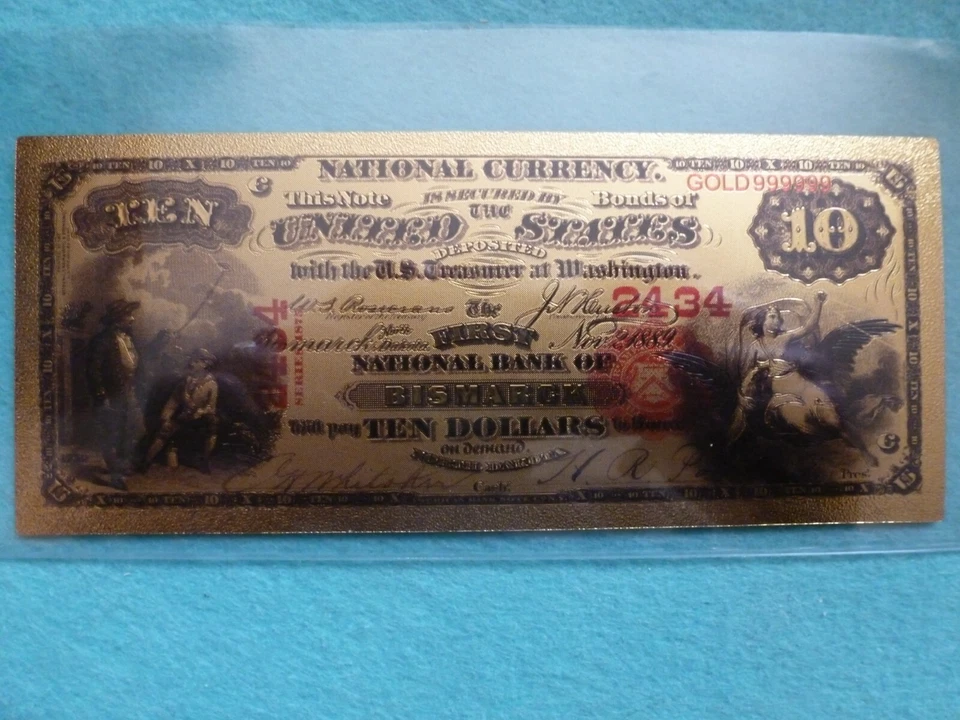 1875 series,999 Gold leaf-colored 10 Dollars.  - Image 1 of 2