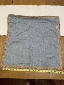 NordECO HOME Set of 2 Farmhouse Pillow Cases Grey Burlap Brown Trim - Picture 1 of 5