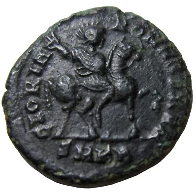 THEODOSIUS I, 379-395 AD. AE 3. CYZICUS MINT. EMPEROR ON HORSEBACK REVERSE. - Image 1 of 3