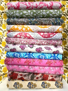 Natural Hand Block Printed Cotton Fabric by Yard Indian Boho Dressmaking Fabric - Picture 1 of 18