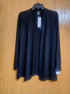 Black Cardigan Open Front Sweater. NWT. Med. By Love Cameron. Cute. - Picture 1 of 8