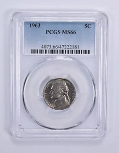 MS66 1963 Jefferson Nickel 5c PCGS Blue Label - Picture 1 of 7