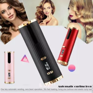 Auto Rotating Ceramic Hair Curler Cordless Hair Waver Curling Iron LCD Styling - Picture 1 of 13