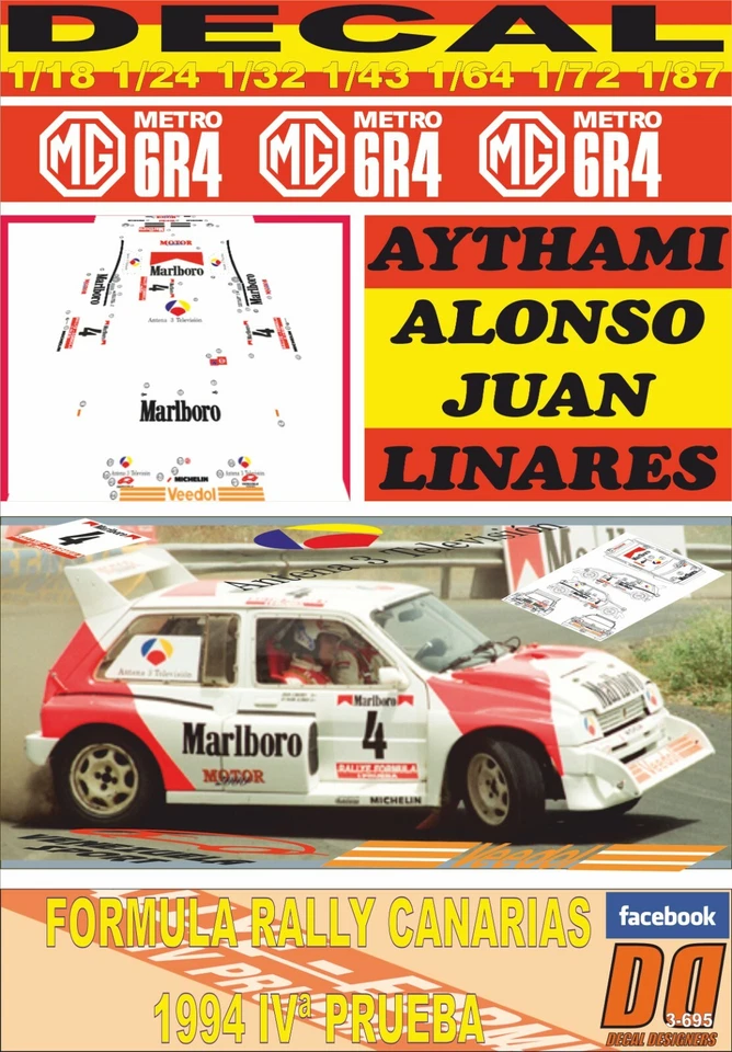 DECAL MG METRO 6R4 AYTHAMI ALONSO FORMULA RALLY CANARIAS 1994 (06) - Image 1 of 1