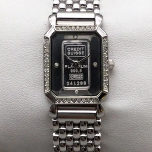 Credit Suisse 999.5 Platinum Watch Women 20mm Swiss Ingot New Battery 7" - Picture 1 of 18